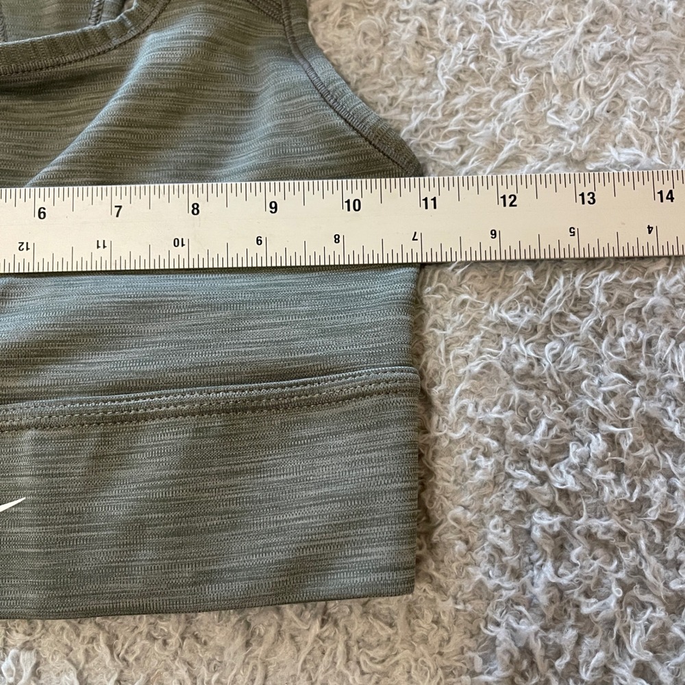 Nike Womens XS Heathered Olive Green Racerback Sports Bra Space Dye Swoosh - Picture 4 of 8